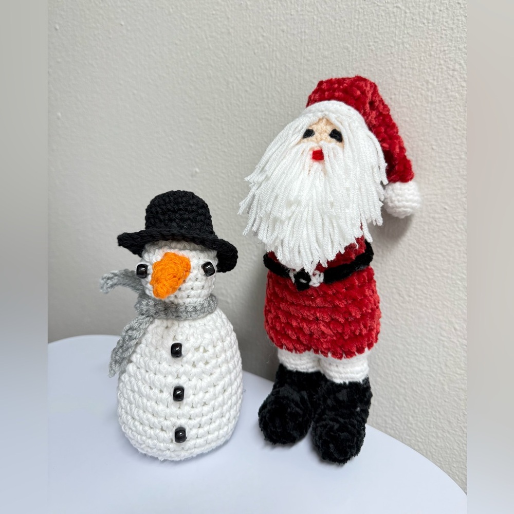 Crocheted Santa and Snowman Decor